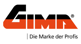 GIMA-Logo mit schwarzem und orangefarbenem Schriftzug sowie dem Slogan „Die Marke der Profis“ für Fachbetriebe.